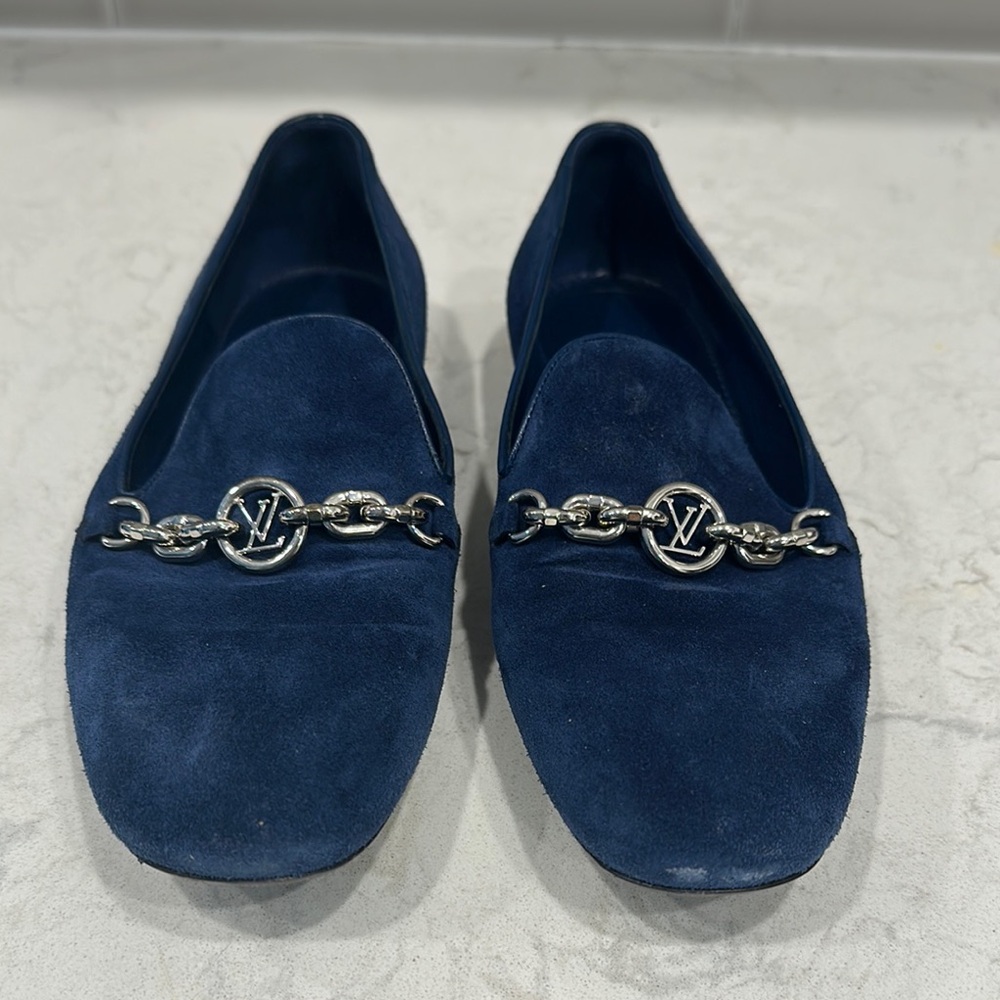 Louis Vuitton Women's Blue Suede Loafers